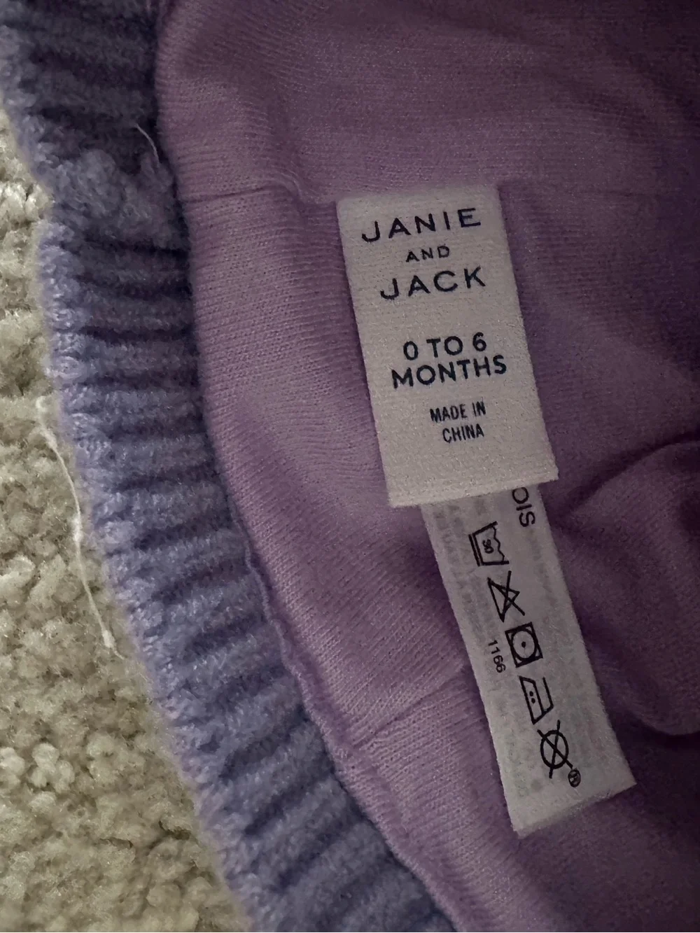 Janie and Jack Kids Pom-Pom Knit Beanie in Light Lavender